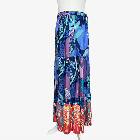 Anthropologie Cecilia Pettersson Bea Tiered Maxi Skirt Blue XS NWT - Picture 6 of 16